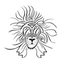 A lion and a Latina sharing a passionate kiss during a yoga session tattoo design idea