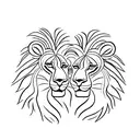 A lion and a Latina sharing a passionate kiss during a yoga session tattoo design idea