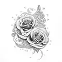 A seductive Latina goddess surrounded by swirling love letters and roses tattoo design idea