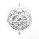 A dotwork representation of a globe with intricate massage symbols and storytelling elements tattoo design idea