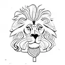 A lion trainer balancing a wine glass on their head while a group of Latinas perform yoga around them tattoo design idea