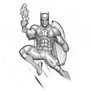 Masculine men as superheroes rescuing cheerleaders tattoo design idea