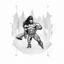 Masculine men as superheroes rescuing cheerleaders tattoo design idea