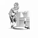 Cheerleader lifting weights with masculine men spotting her tattoo design idea