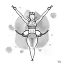 Cheerleader lifting weights with masculine men spotting her tattoo design idea
