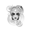 Abstract design featuring the curves of a sexy Latina woman tattoo design idea