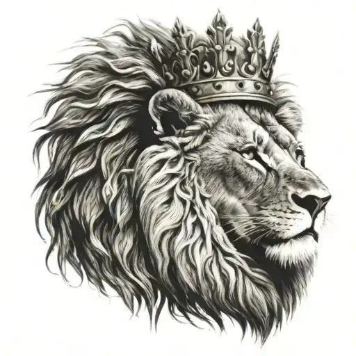 king lion with African crown  tattoo design idea
