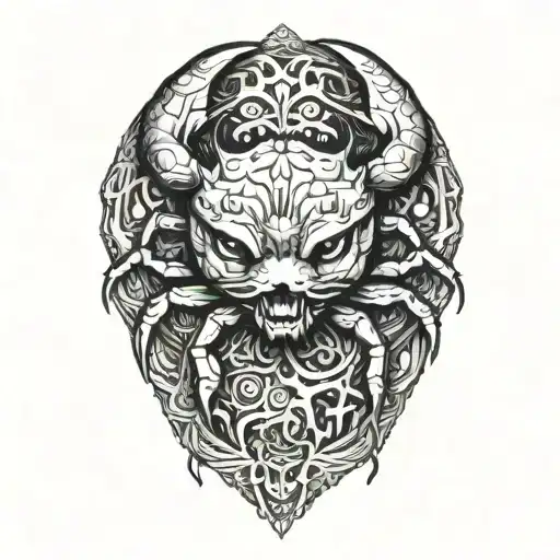 crab bear head tattoo design idea