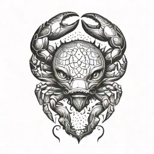 crab bear head tattoo design idea