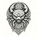 crab bear head tattoo design idea