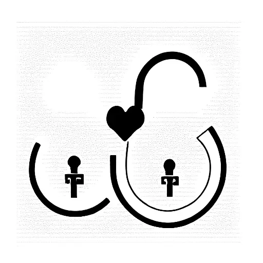The tattoo design should be minimalistic yet detailed, conveying the idea of eternal love and commitment through the lock and key motif. tattoo design idea