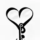 The tattoo design should feature a lock and key symbolizing the deep connection and lifelong love between two partners. The lock should be heart-shaped with fine lines and subtle details, and the key's shaft should curve and twist. The overall composition should be balanced and harmonious, conveying the idea of eternal love and commitment. tattoo design idea