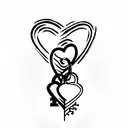 The tattoo design should feature a lock and key symbolizing the deep connection and lifelong love between two partners. The lock should be heart-shaped with fine lines and subtle details, and the key's shaft should curve and twist. The overall composition should be balanced and harmonious, conveying the idea of eternal love and commitment. tattoo design idea