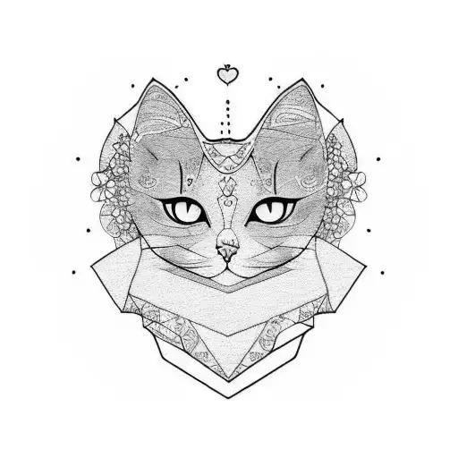 sakura cat heart angel zen tattoo design idea