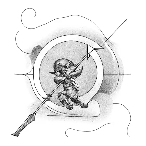 cupid shooting arrow tattoo design idea