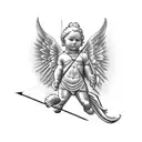 cupid shooting arrow tattoo design idea