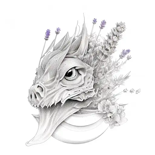 wish bone and lavender tattoo design idea