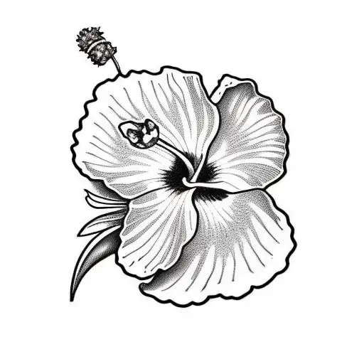 Hibiscus flower with lavender flowers black and white with snake involved  tattoo design idea