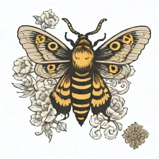 back of thigh tattoo of a death's head moth tattoo design idea