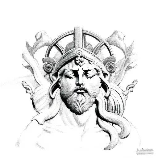 Zeus, Athena and mount olympus tattoo design idea