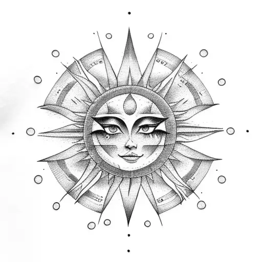 Sun and Moon tattoo design idea