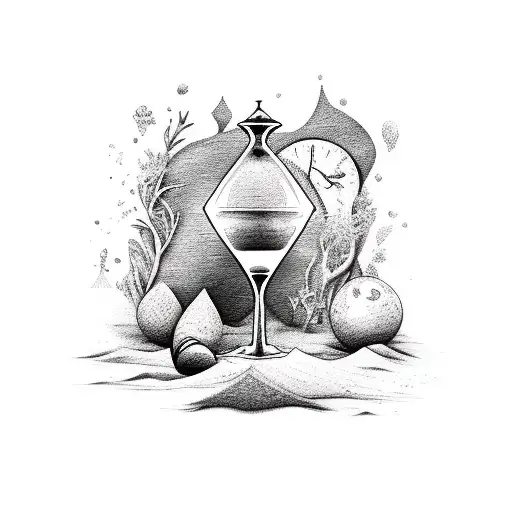 hourglass lie on the beach tattoo design idea