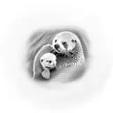 2 sea otters hugging baby otter tattoo design idea