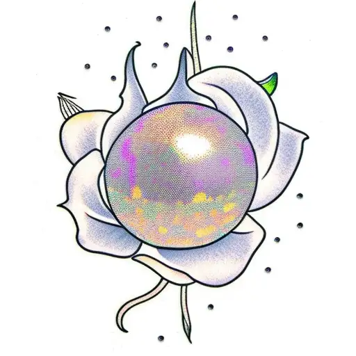 disco ball with orchid flowers tattoo design idea