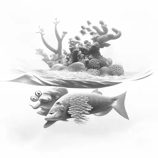 underwater ocean scene tattoo design idea