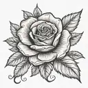 write the word "Bloom" into a tiny rose stem wrapped tattoo design idea