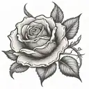 write the word "Bloom" into a tiny rose stem wrapped tattoo design idea