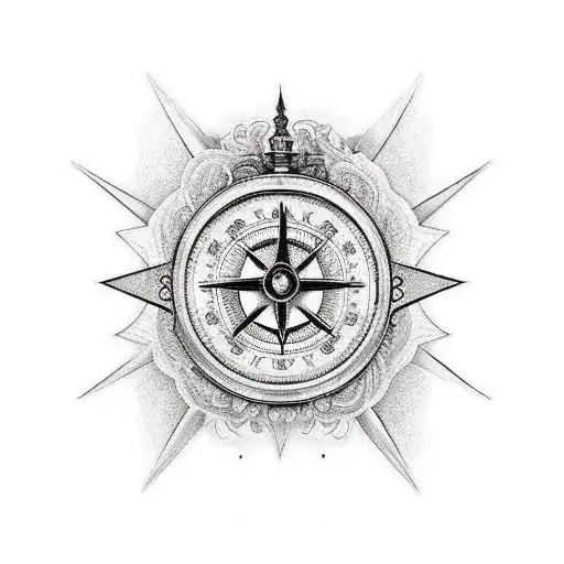 clock, rose, compass, sleeve tattoo design idea