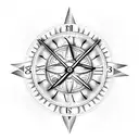 clock, rose, compass tattoo design idea