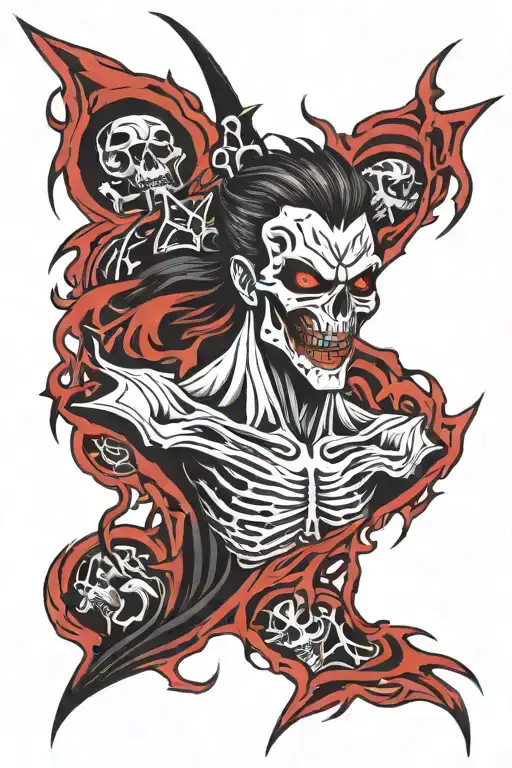 shinigami in red and black colors tattoo design idea