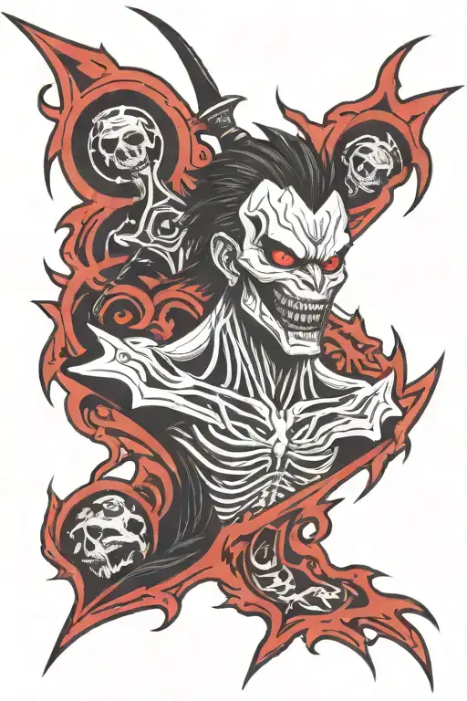 shinigami from naruto in red and black colors  tattoo design idea