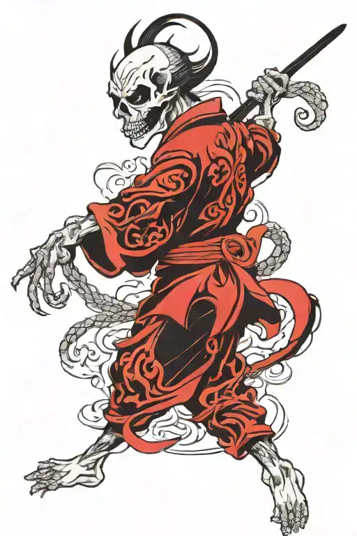 shinigami in red and black colors tattoo design idea
