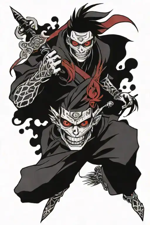 shinigami from naruto in red and black colors tattoo design idea