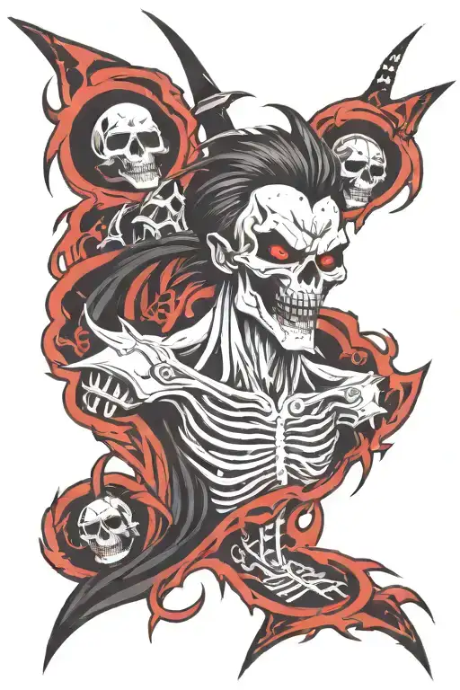 shinigami in red and black colors tattoo design idea