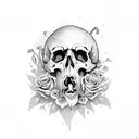 Peresphone with skulls and flowers ruling the underworld tattoo design idea