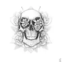 Peresphone with skulls and flowers ruling the underworld tattoo design idea