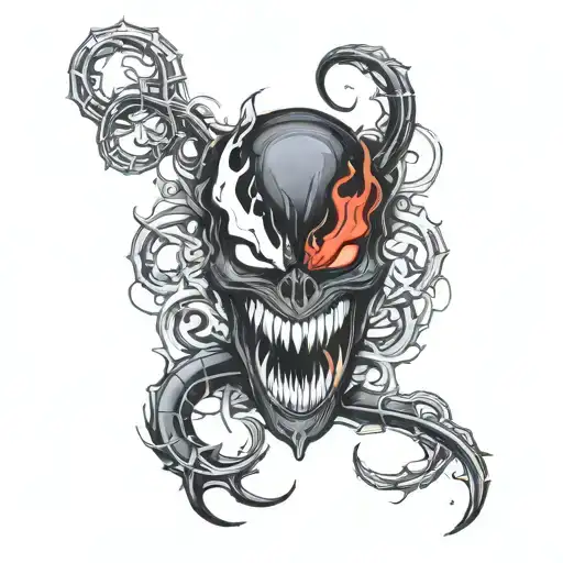 venom combined with a devil   tattoo design idea