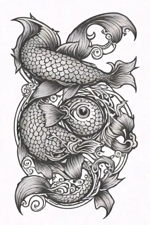 Pisces zodiac sign tattoo design idea