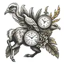 pocket watch turkey feather white tail deer outdoor scene golden trumpet train on railroad tracks geese flying poker  tattoo design idea