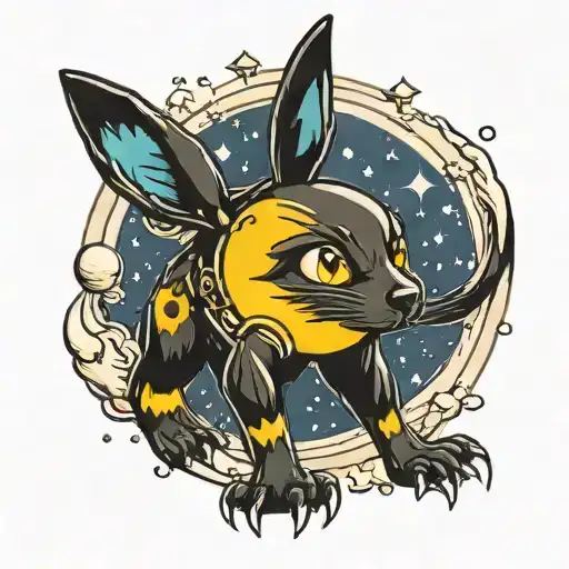 umbreon looking at the moon tattoo design idea