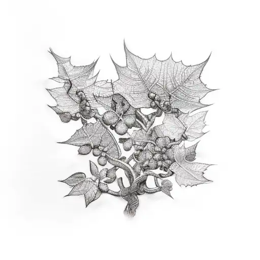 ivy vine and willow tree tattoo design idea