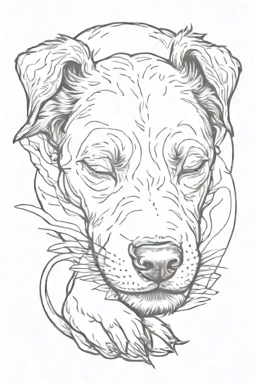 Black puppy sleeping, lyrics incorporated under  tattoo design idea