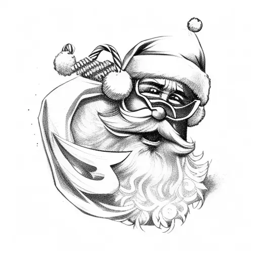 santa Claus con espadas tattoo design idea
