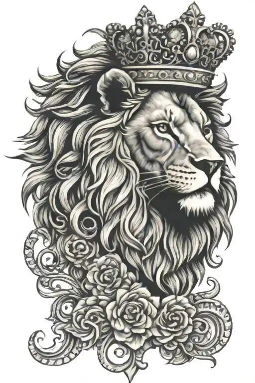 crowned lion in mandala design incorporating tattoo design idea