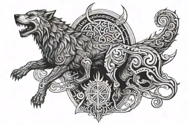 tyr and fenrir arm tattoo design tattoo design idea