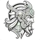 Greek god hera warrior face tattoo tattoo design idea